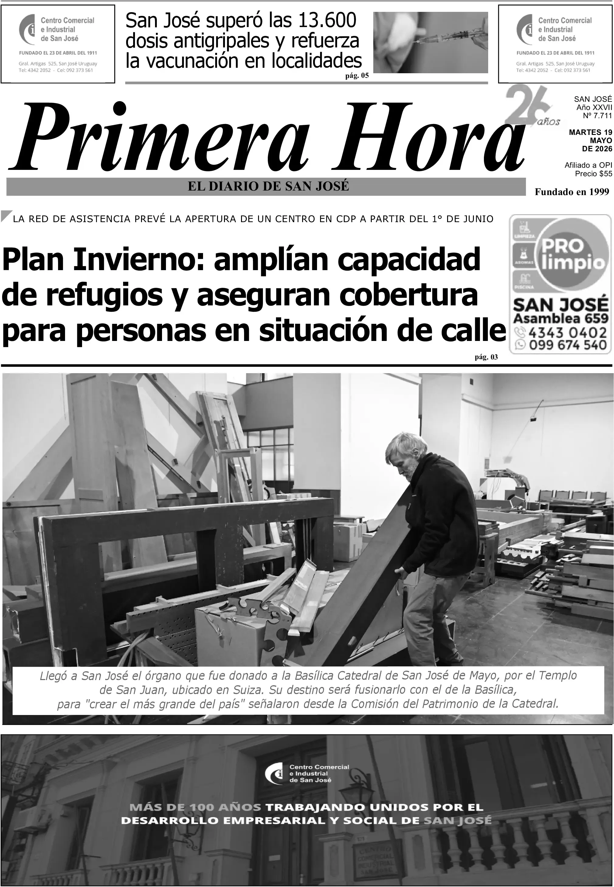 Portada del diario físico