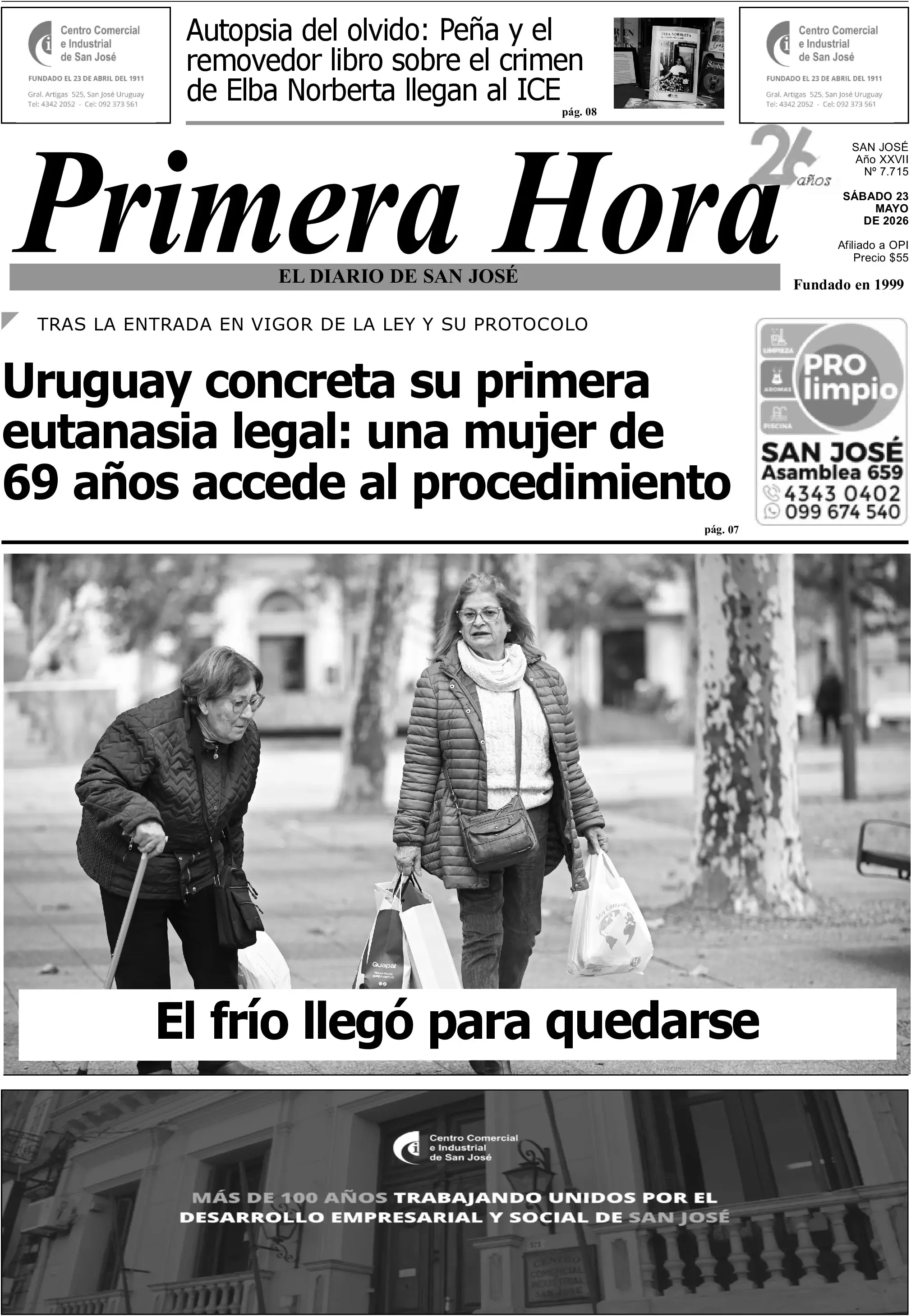 Portada del diario físico