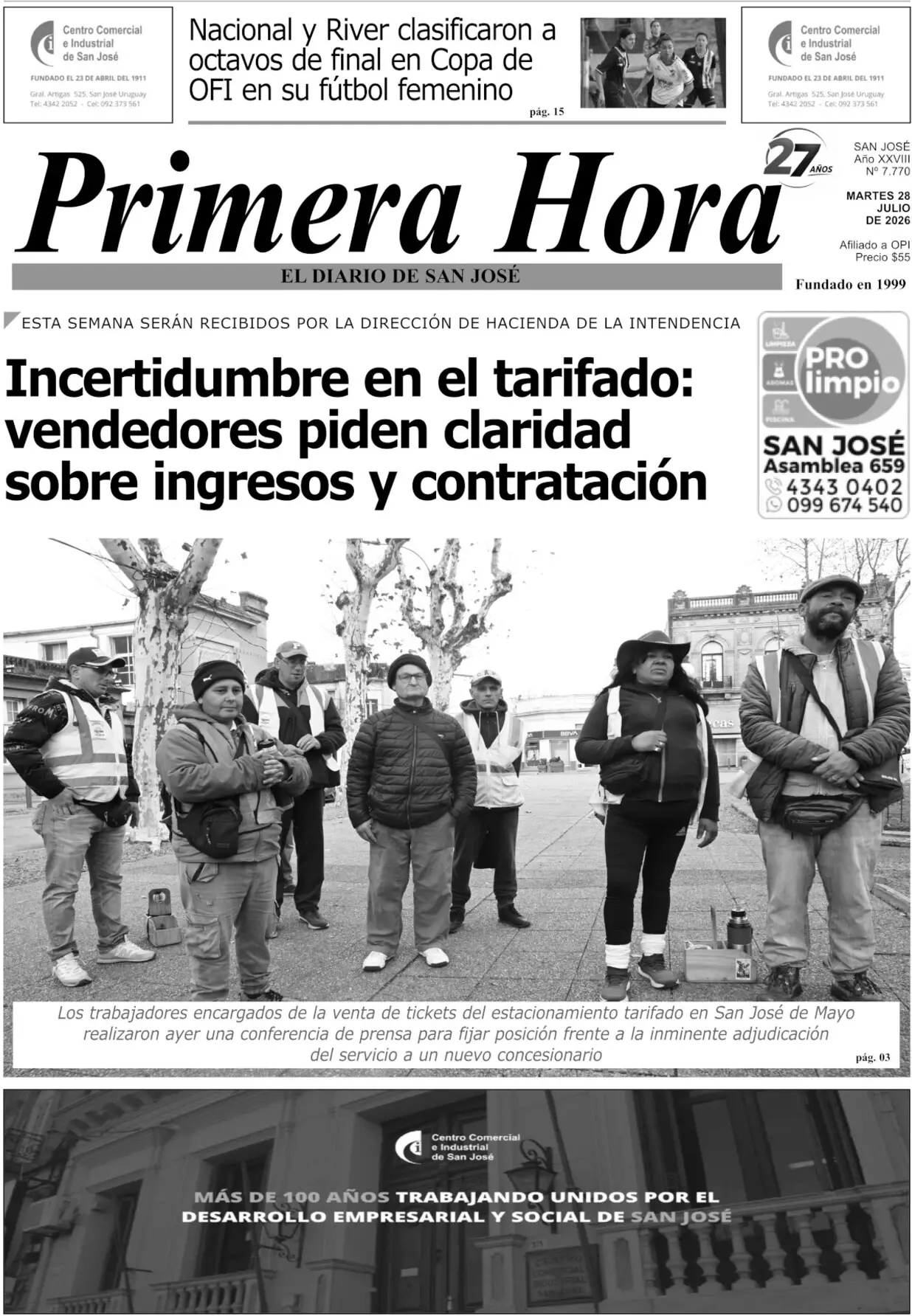 Portada del diario físico