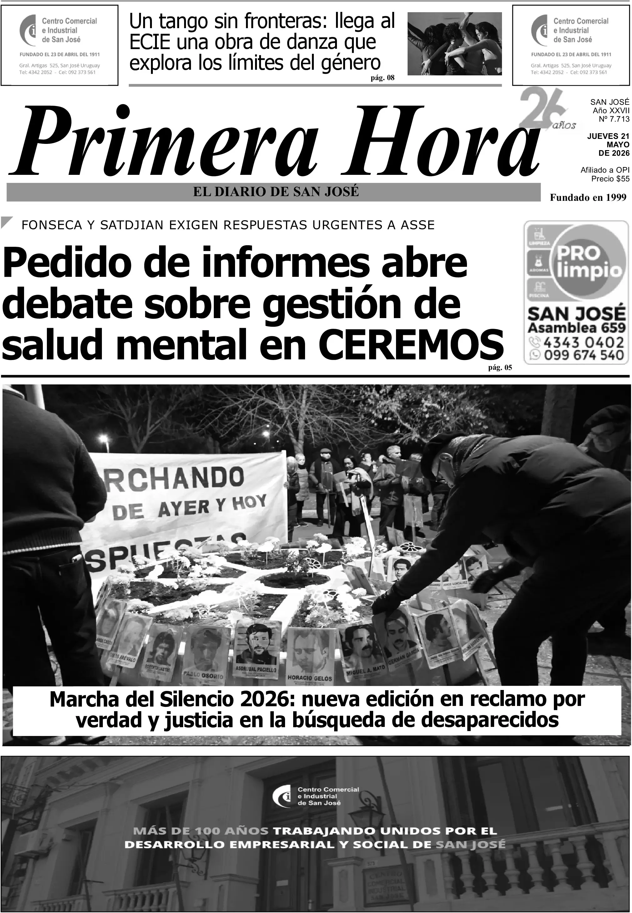 Portada del diario físico
