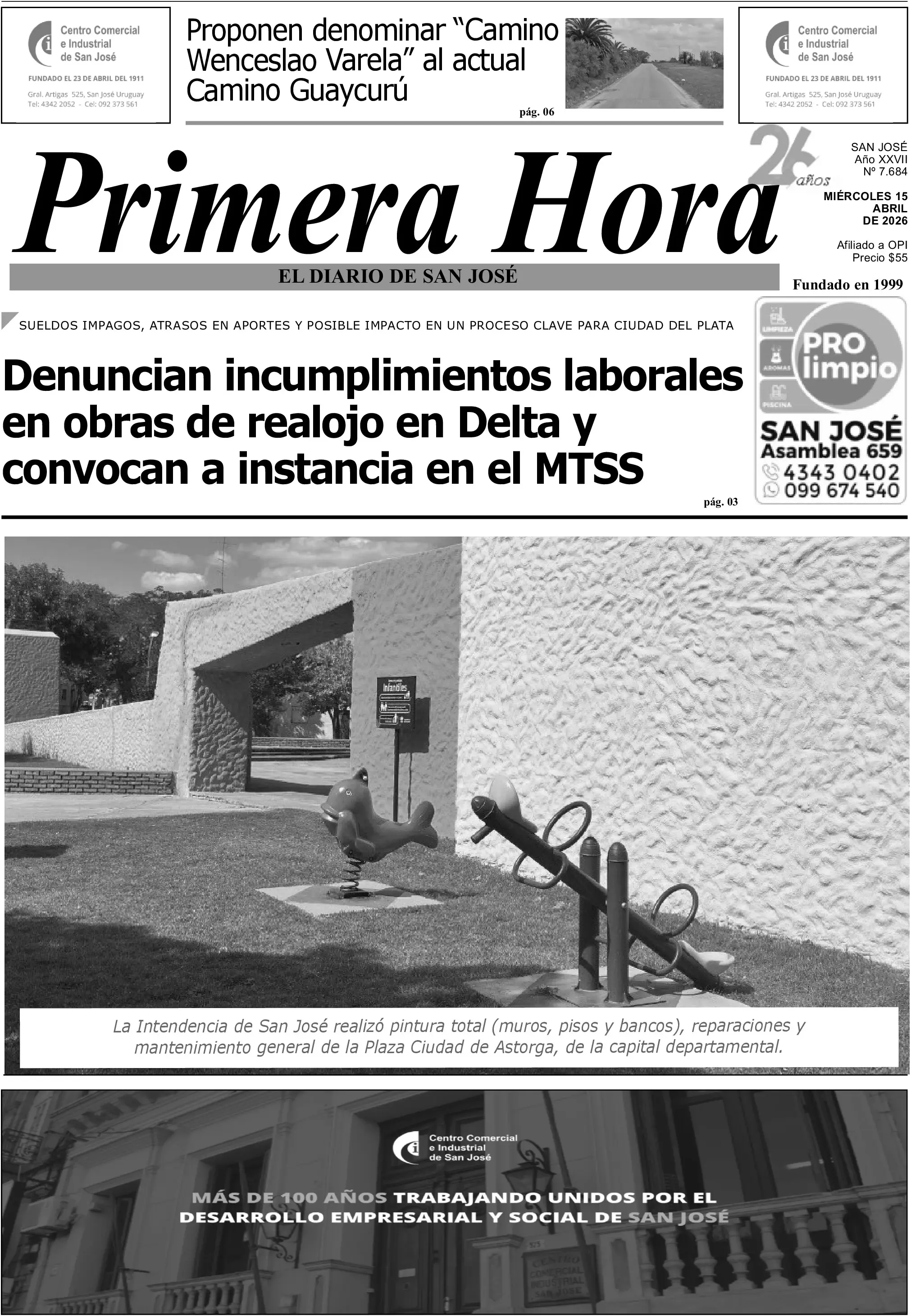 Portada del diario físico