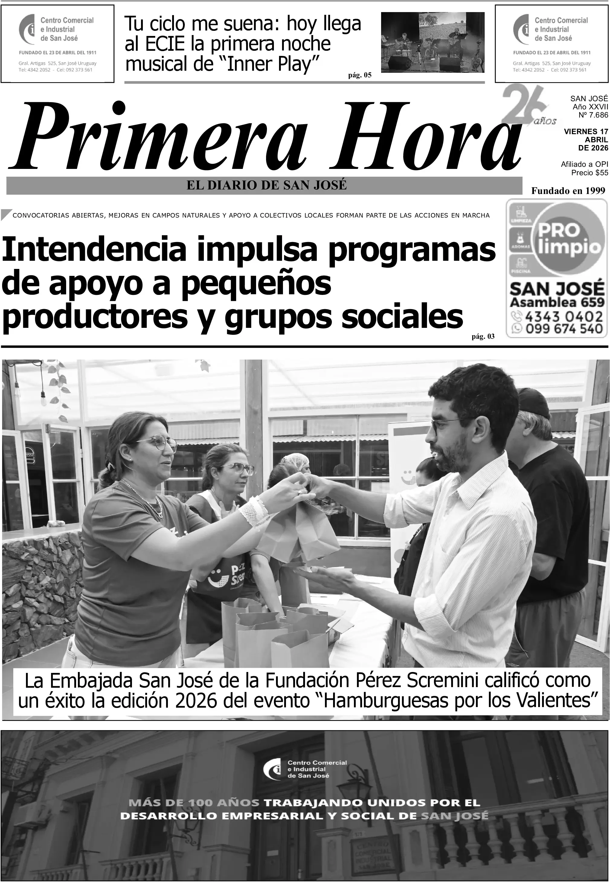 Portada del diario físico