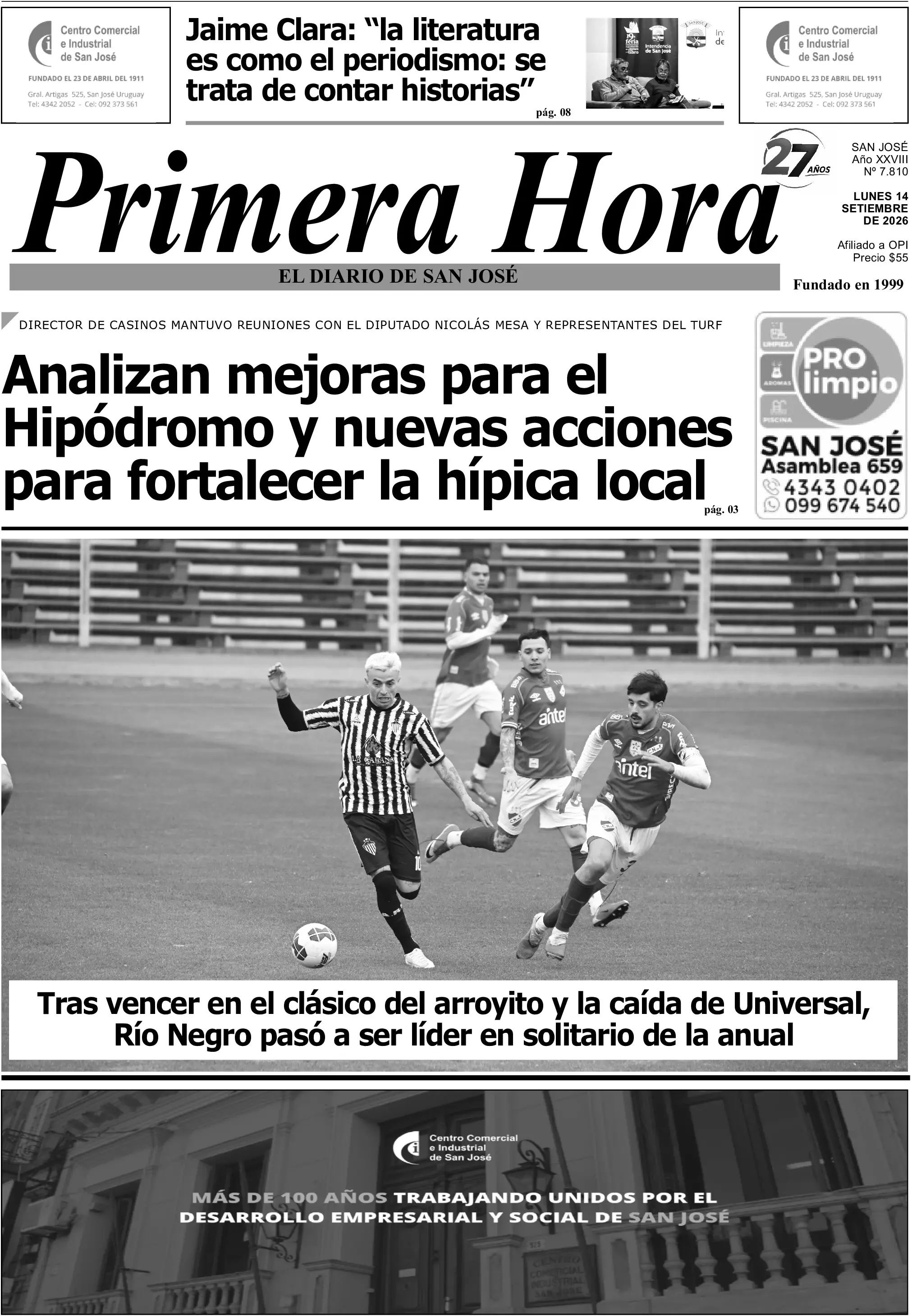 Portada del diario físico