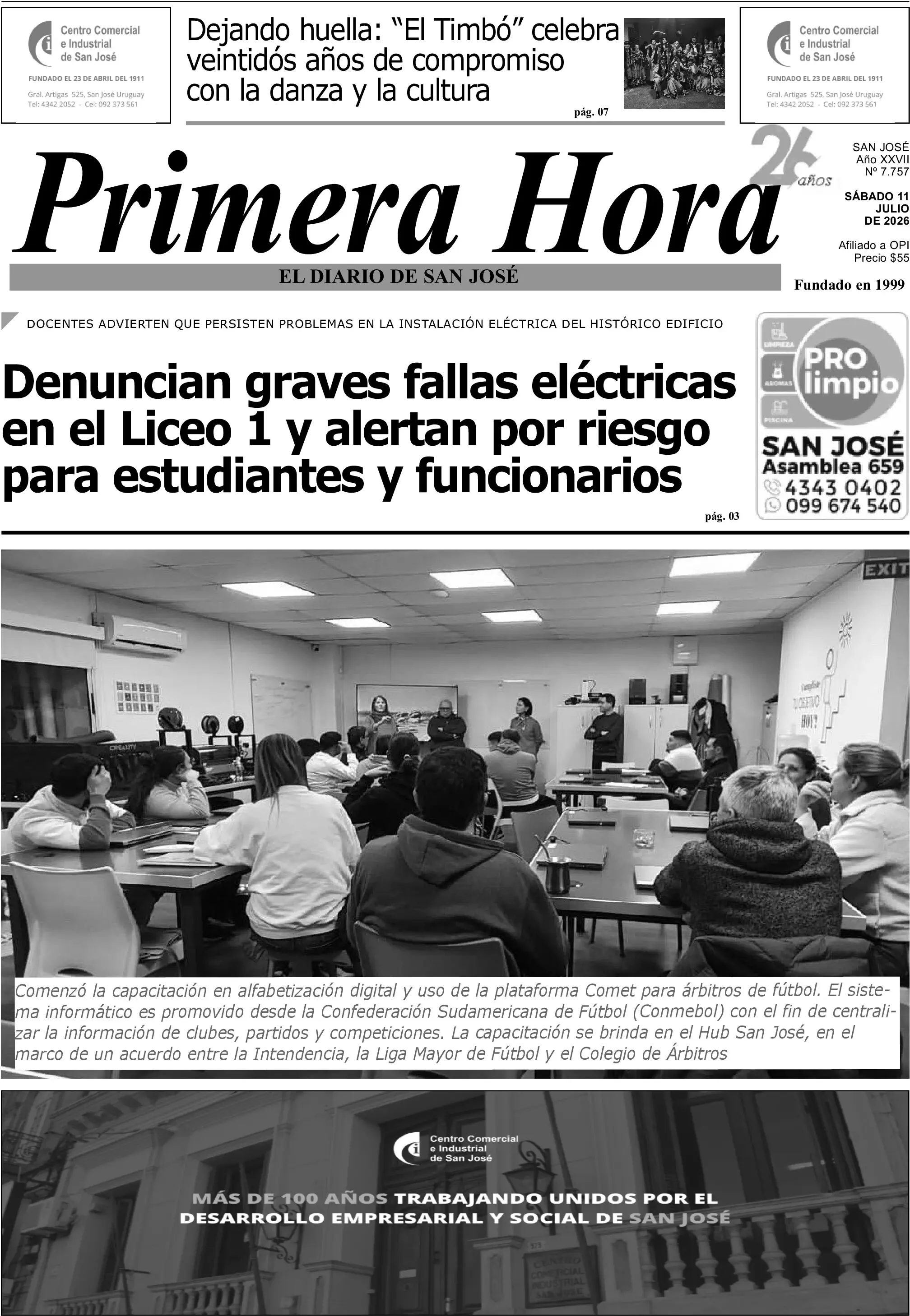 Portada del diario físico