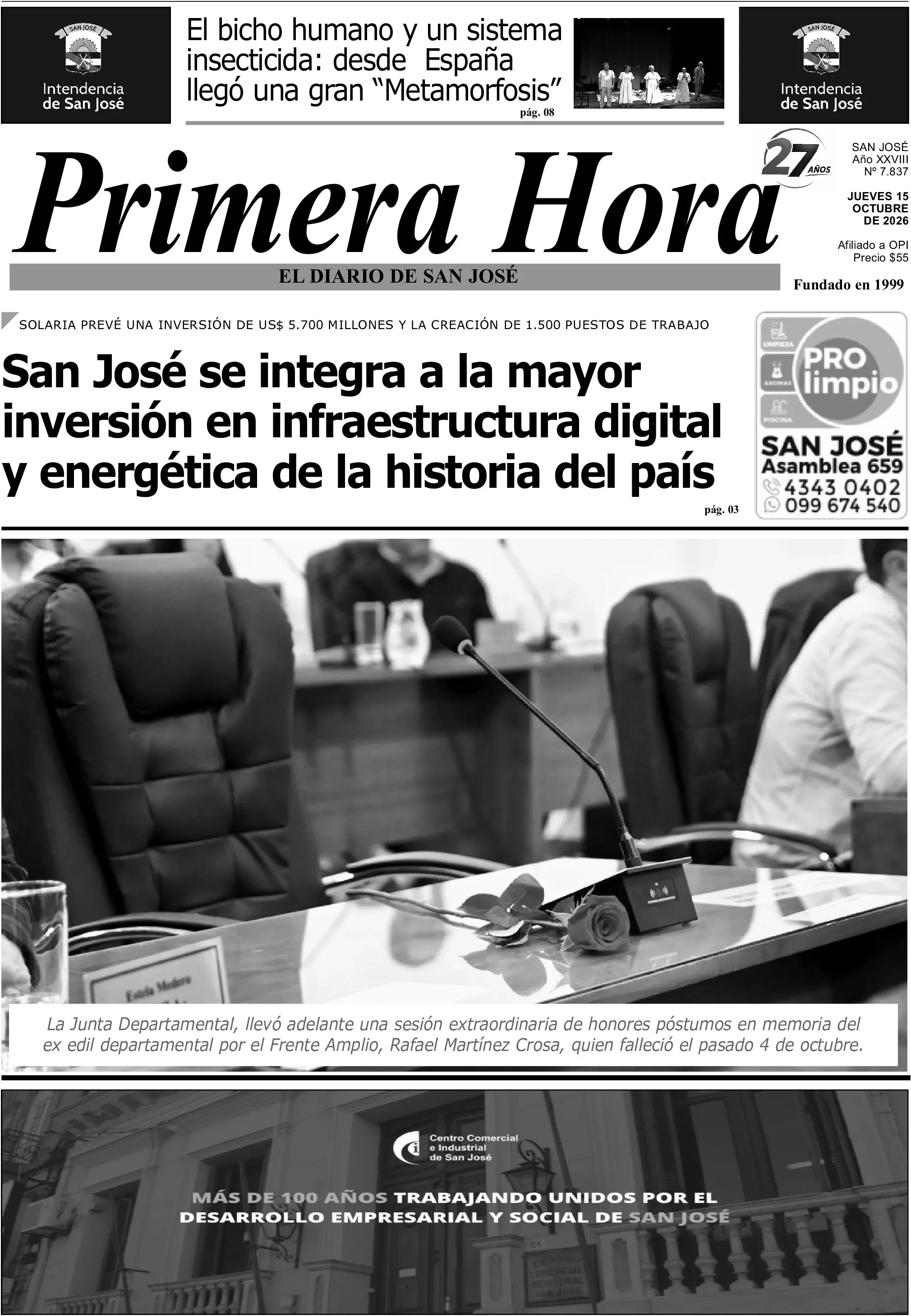 Portada del diario físico