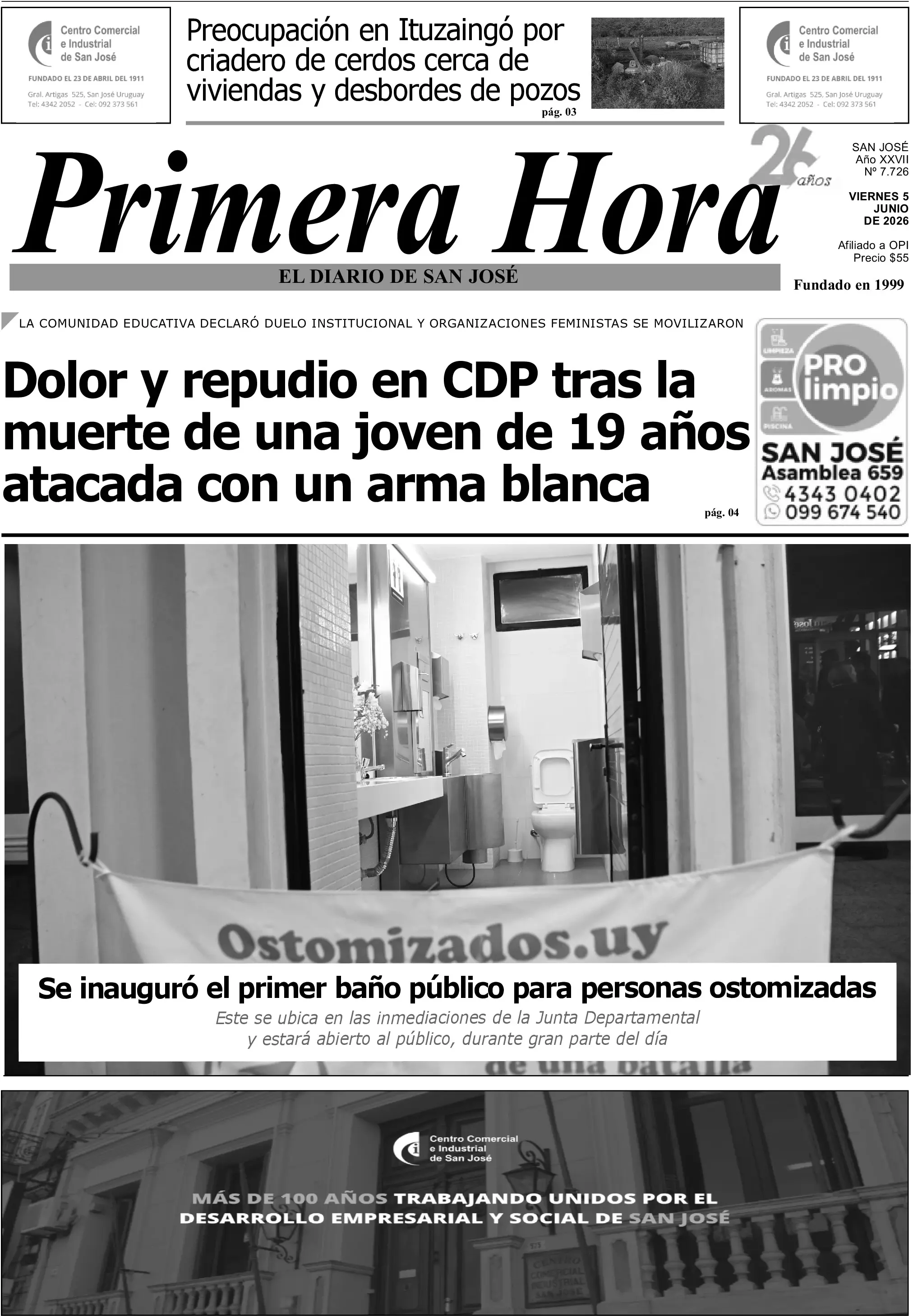 Portada del diario físico