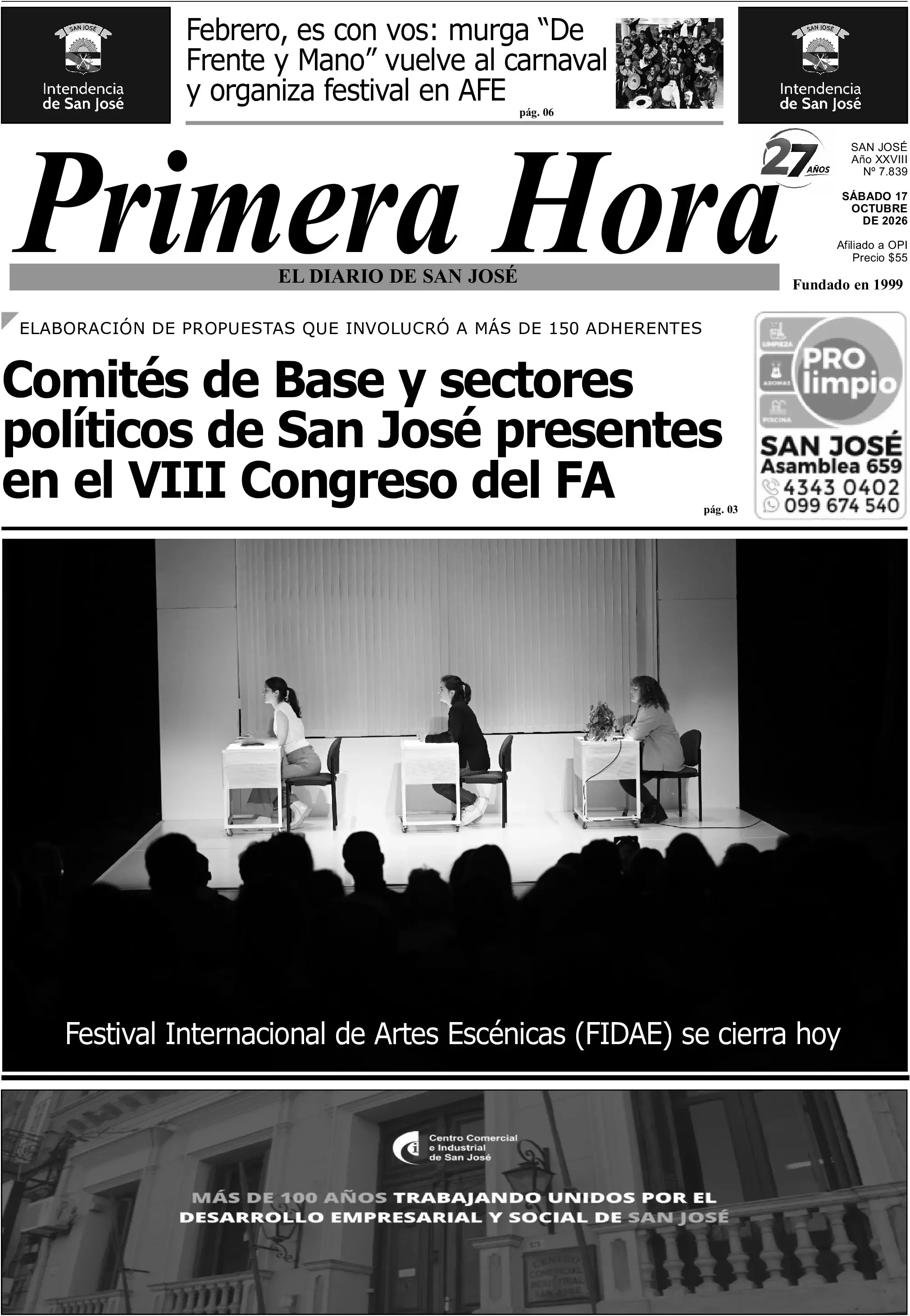 Portada del diario físico