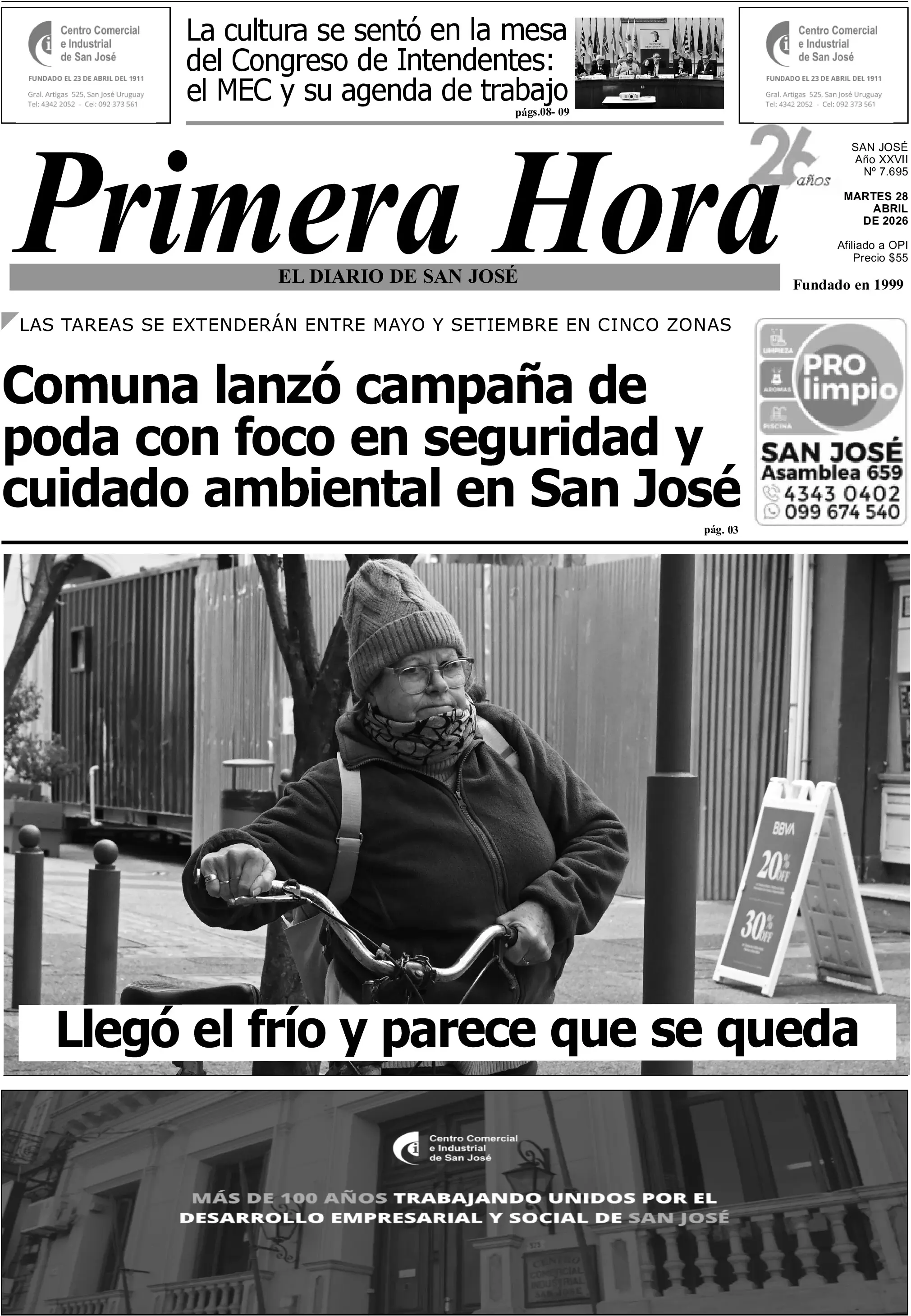 Portada del diario físico