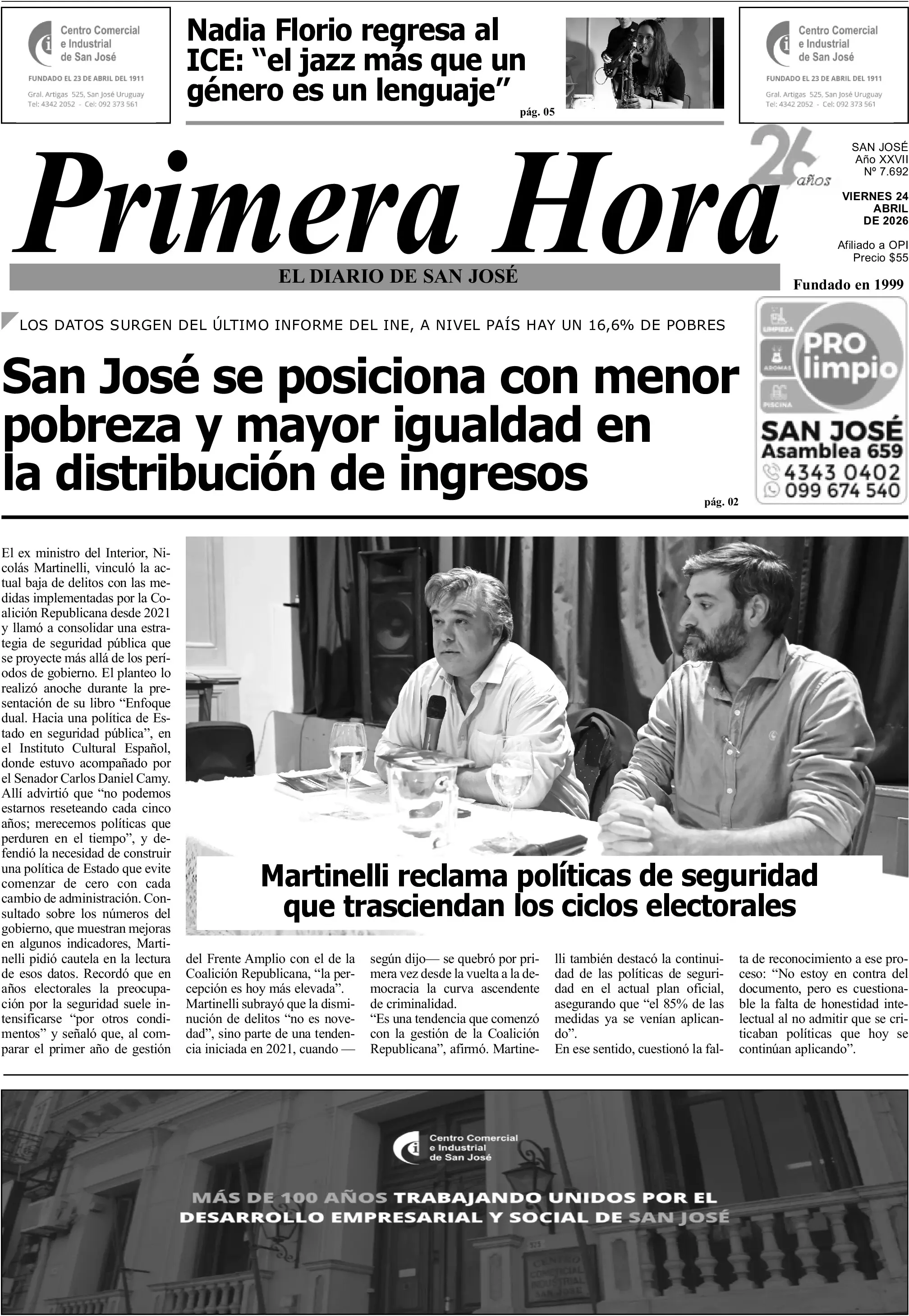 Portada del diario físico