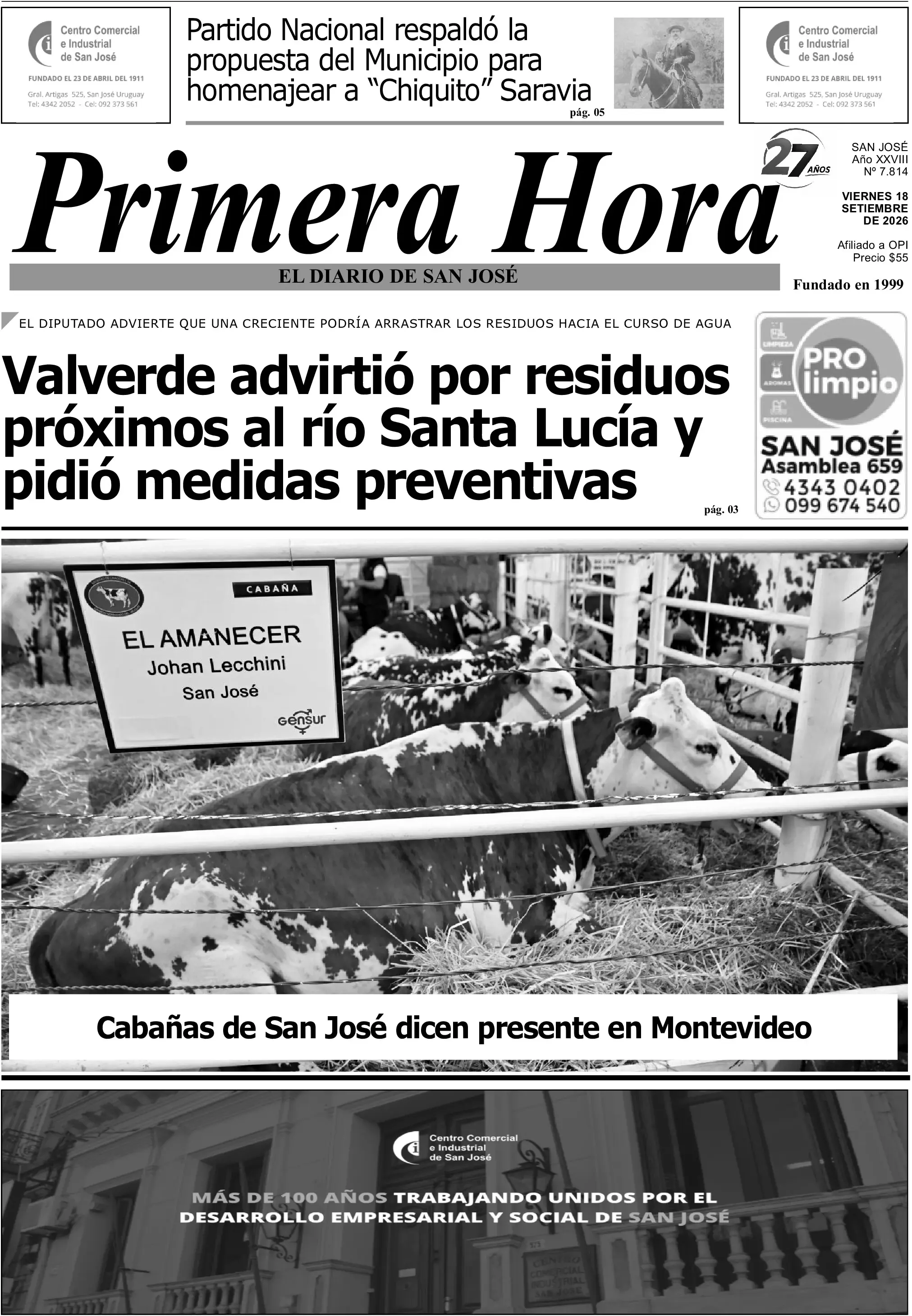 Portada del diario físico