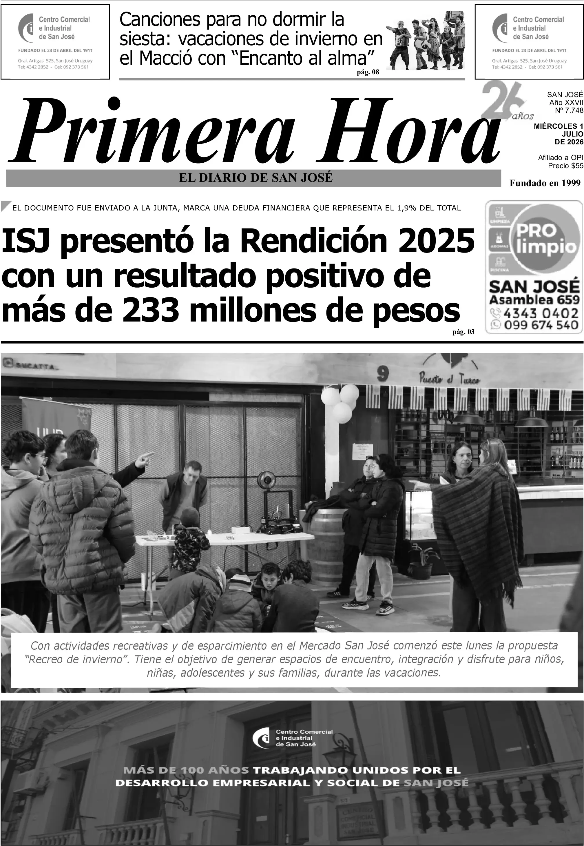 Portada del diario físico