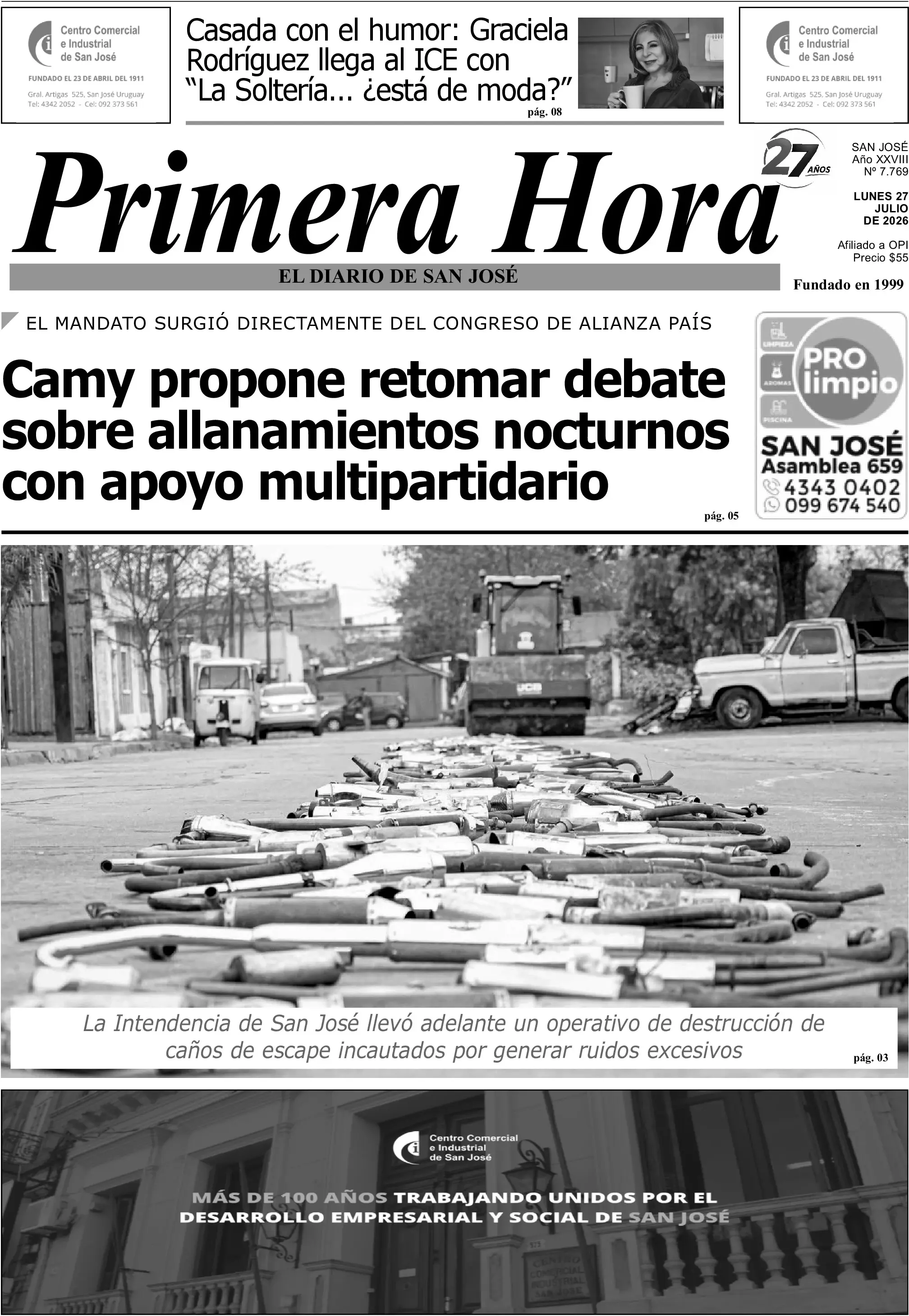 Portada del diario físico